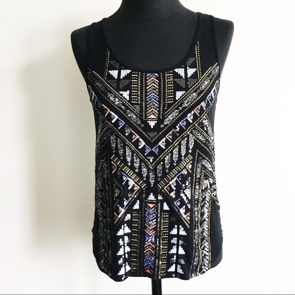 Express sequin embellished Aztec tribal tank top - Picture 1 of 8